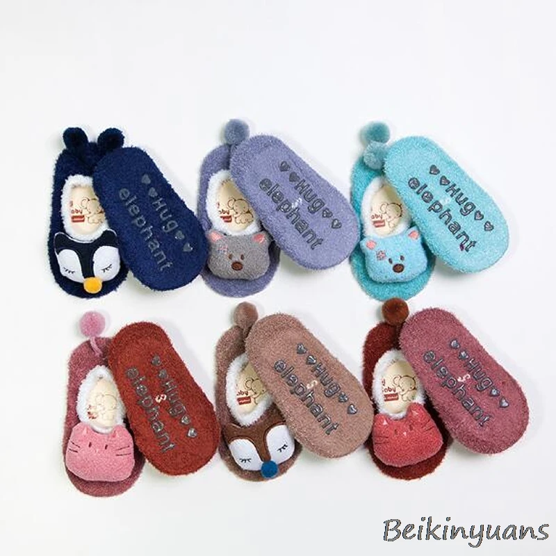 Осенне-зимние детские туфли и носки детские Нескользящие носки-тапочки с объемным рисунком куклы детские носки из пряжи с перьями