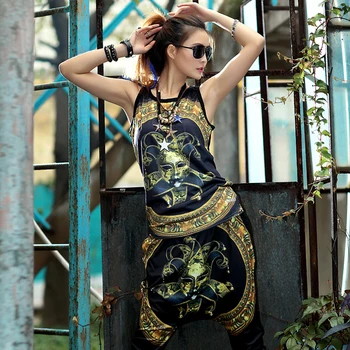 

Womens two piece set Sleeveless Crop tops Harem Pants Harajuku Casual clown 2 piece set women's tracksuits conjunto moleton