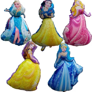 

Lucky 50pcs/lot Large Size Cartoon Princess Balloon Cinderella& Aurora &Belle & Snow White &Elsa Foil Air Balloons Party Globos