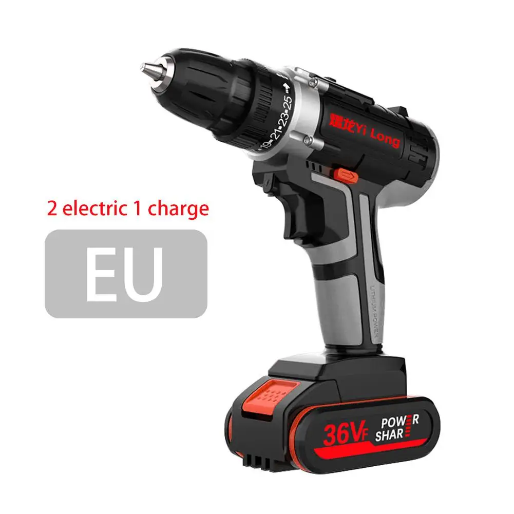 EU PLUG 36V B Новая ручная дрель Аккумуляторный ударный шуруповерт Электрическая Дрель аккумуляторная электрическая шуруповерт дрель инструмент литиевая батарея шуруповерт - Цвет: EU PLUG 36V B