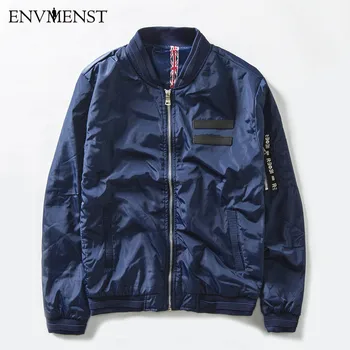 

Envmenst 2017 New Men Bomber Jacket Hip Hop Patch Designs Slim Fit Pilot Bomber Jacket Coat Men Jackets Plus Size 4XL