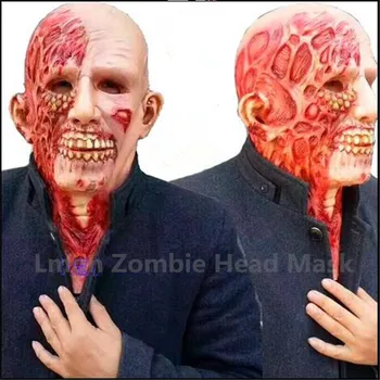 

Free shipping Halloween Party Cosplay Adult Mask Zombie Mask Latex Bloody Scary Extremely Disgusting Full Face Mask Cotume Props