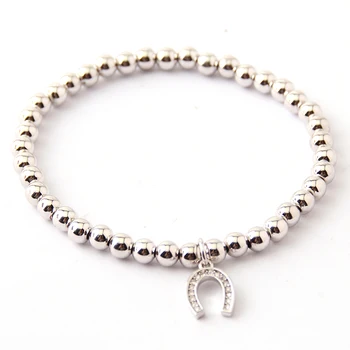 

Free Shipping 5mm Round Copper Beads Horse Hoof CZ Charm Bracelets & Bangles