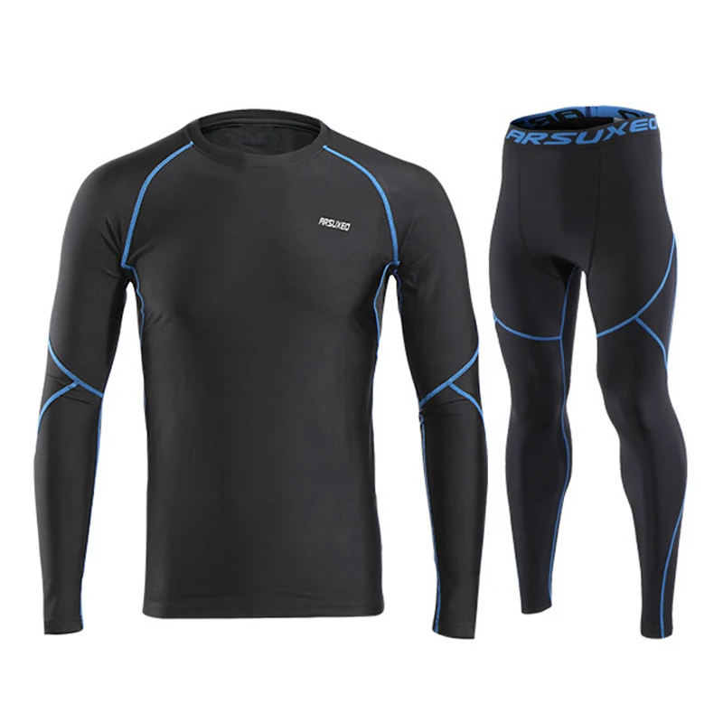 

Breathable Running Set Suit Compression Tight Basket Soccer Tracksuit Men Training Fitness Long Sleeve Shirt Pants Male