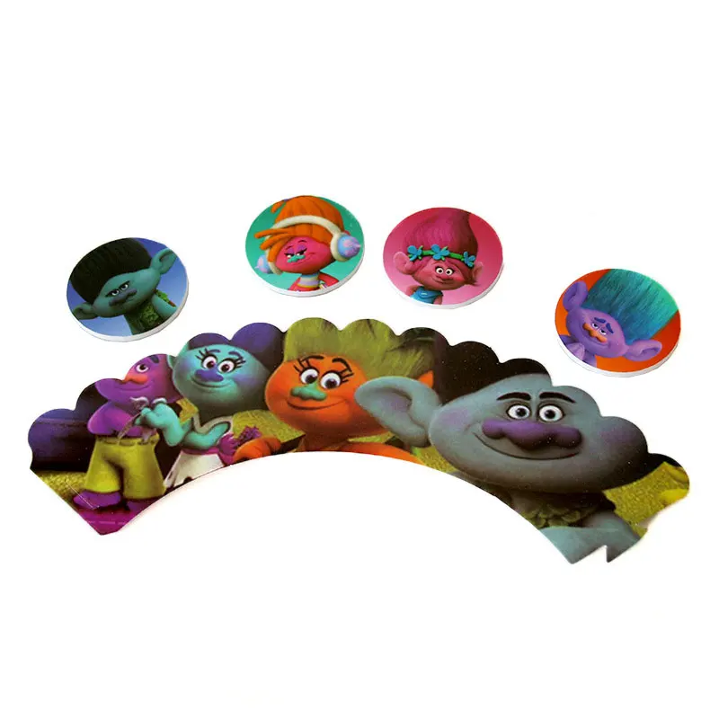 Trolls Cupcake Decorating Set of 12pcs Toppers //Picks And 12pcs Wrappers