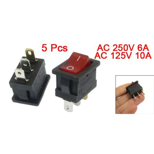 Us 1 37 22 Off 5 Pcs Red Light Illuminated On Off 2 Position Spst Boat Rocker Switch 3 Pin On Off Rocker Switch Lighted Rocker Switcheslight Switch