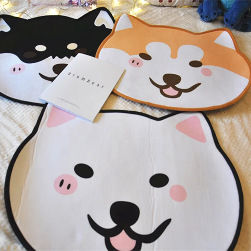 

1pc 65x50cm 3 Patterns Shiba Dog Cushion Plush Rug Husky Bichon Plush Toy Cute Dog Mat Cartoon Carpet Pillow Home Decoration Mat
