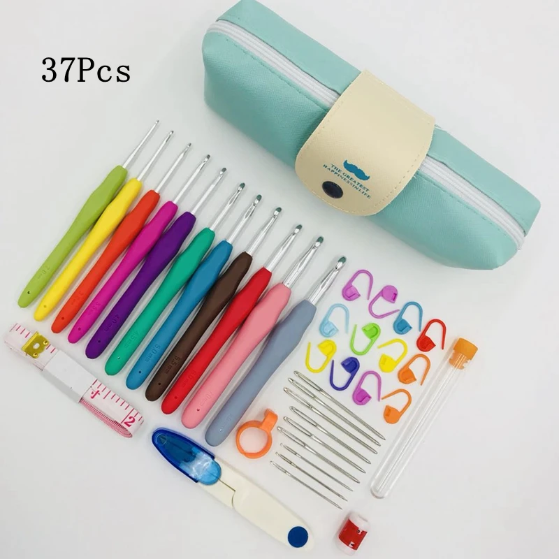 

Crochet Hooks Yarn Knitting Needles Sewing Tools Set 11 Crochet Hooks 2~ 8 mm with Comfort Soft Rubber Grip