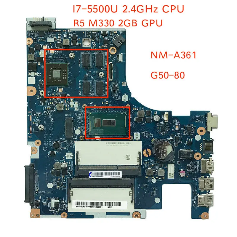 Протестированная материнская плата для ноутбука Lenovo G50-80 PC ACLU3 ACLU4 NM-A361 с I7-5500U 2 4 GHz