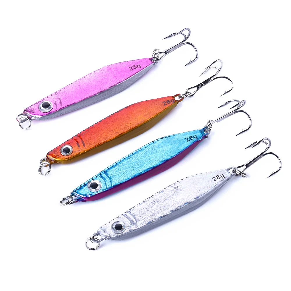 4Pcs Metal Spoon Lead Fishing Lure 6.5CM 28G Sinking Stick Artificial
