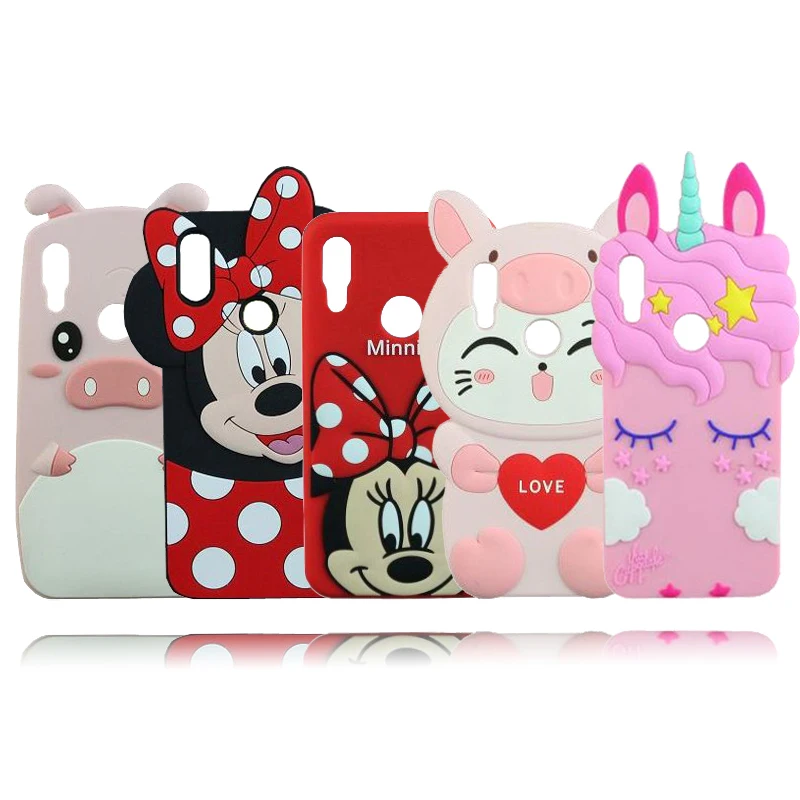 

For Xiaomi Redmi Note 7 Case Cover Silicone Cartoon Unicorn Minnie Cat Pig 3D Soft Cell Phone Case Cover For Redmi Note 7 Pro