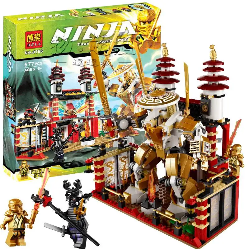 

577pcs Ninjago Setemple Of Light Golden Phantom Ninja Building Bricks Blocks Minifigures Hero Toys Lepin 70505