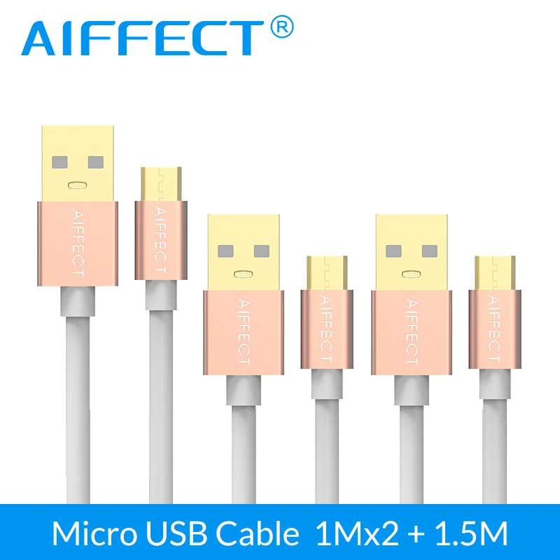 

AIFFECT 3 Pieces Micro USB Cable High Speed Micro-USB Cable Micro B to USB Data Charging Sync Cable Cord Line 3.3FTx2 and 5FTx1