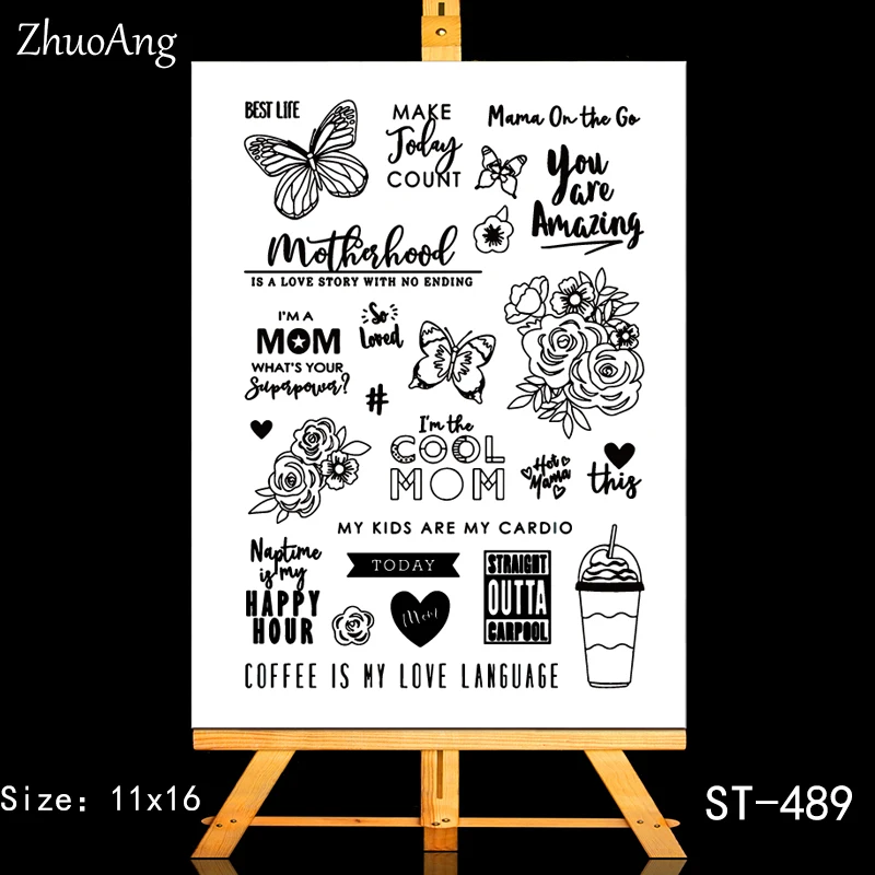 

ZhuoAng coffee is my love language Transparent and Clear Stamp DIY Scrapbooking Album Card Making DIY Decoration Making