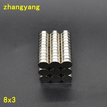 

200pcs free shipping 8mmx3mm Neodymium Disc 8x3 mm Rare Earth 8*3mm Strong Magnet Craft Models NEW Art Craft Connection