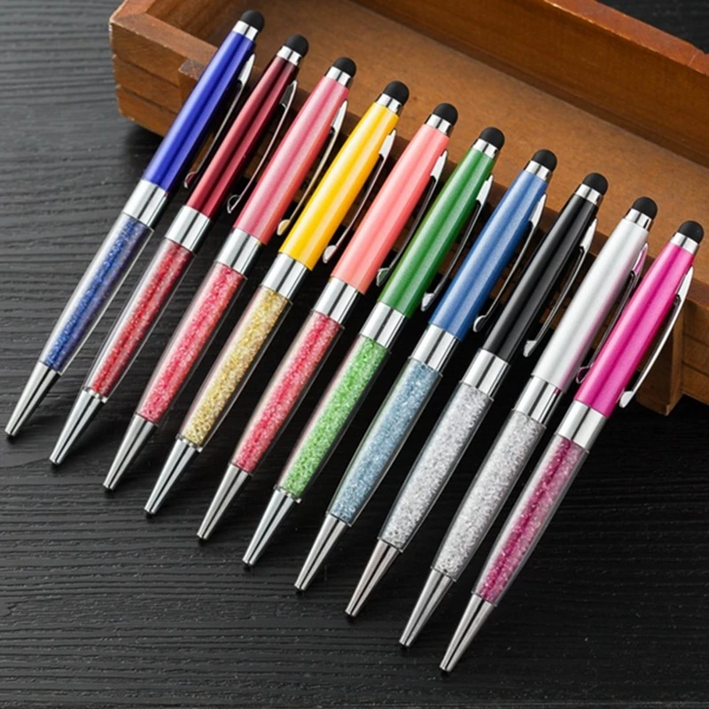 

Ballpoint pen-crystal touch screen pen, black ink, various colors, suitable for school office, child work.LF01-1100