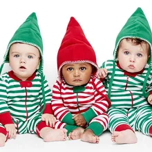 Stripe Newborn Baby Boy Girl Xmas Romper Jumpsuit Outfit Clothes 0-18M