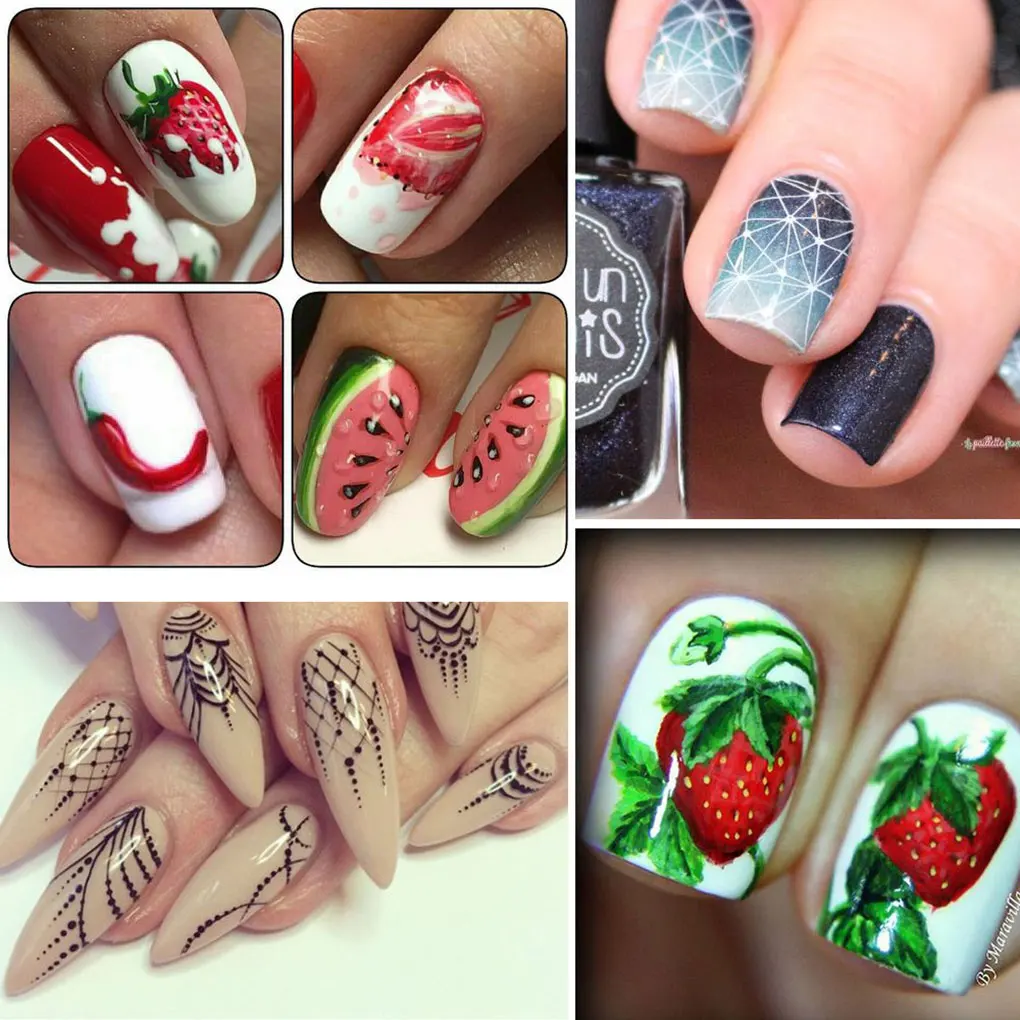 

2018 New 12 Sheets/set Colorful Fruits Nail Art Transfer Sticker Flower Geometric Manicure Wraps Decor