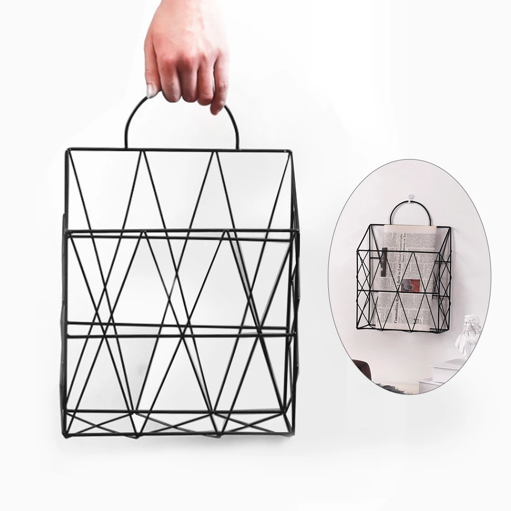 Billige 2019 neue Heißer Verkauf Mode Speicher Korb Tragbare Wand Hängende Lagerung Rack Netto Eisen Schreibtisch Halter für Magazin Zeitung