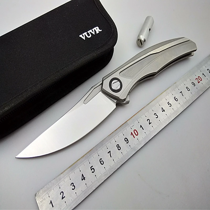 Online Cuchillo plegable KESIWO S35VN hoja de titanio mango de bolsillo camping supervivencia cuchillos de caza flipper CNC cuchillo portátil táctico EDC