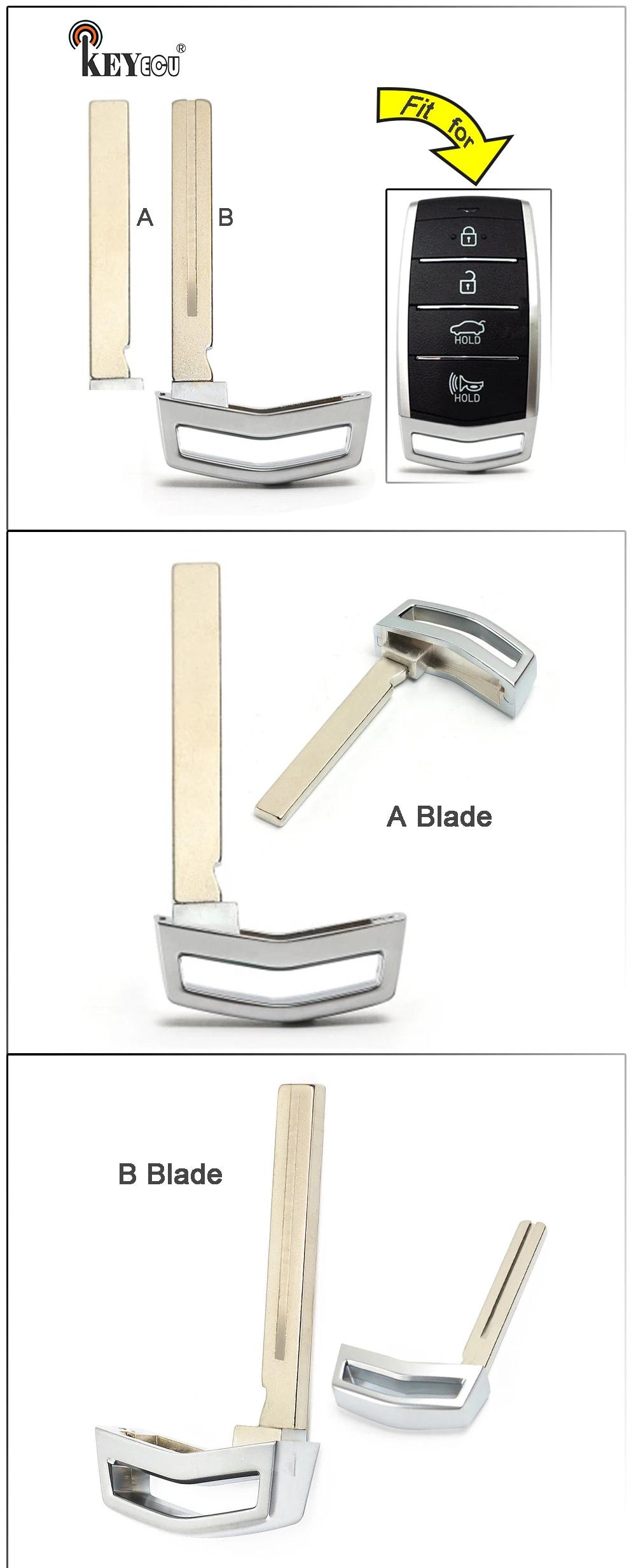 Keyforkess 10x per Hyundai Genesis G80 2017 2018 sostituzione Smart Prox chiave di emergenza per auto inserto remoto lama custodia vuota Fob -