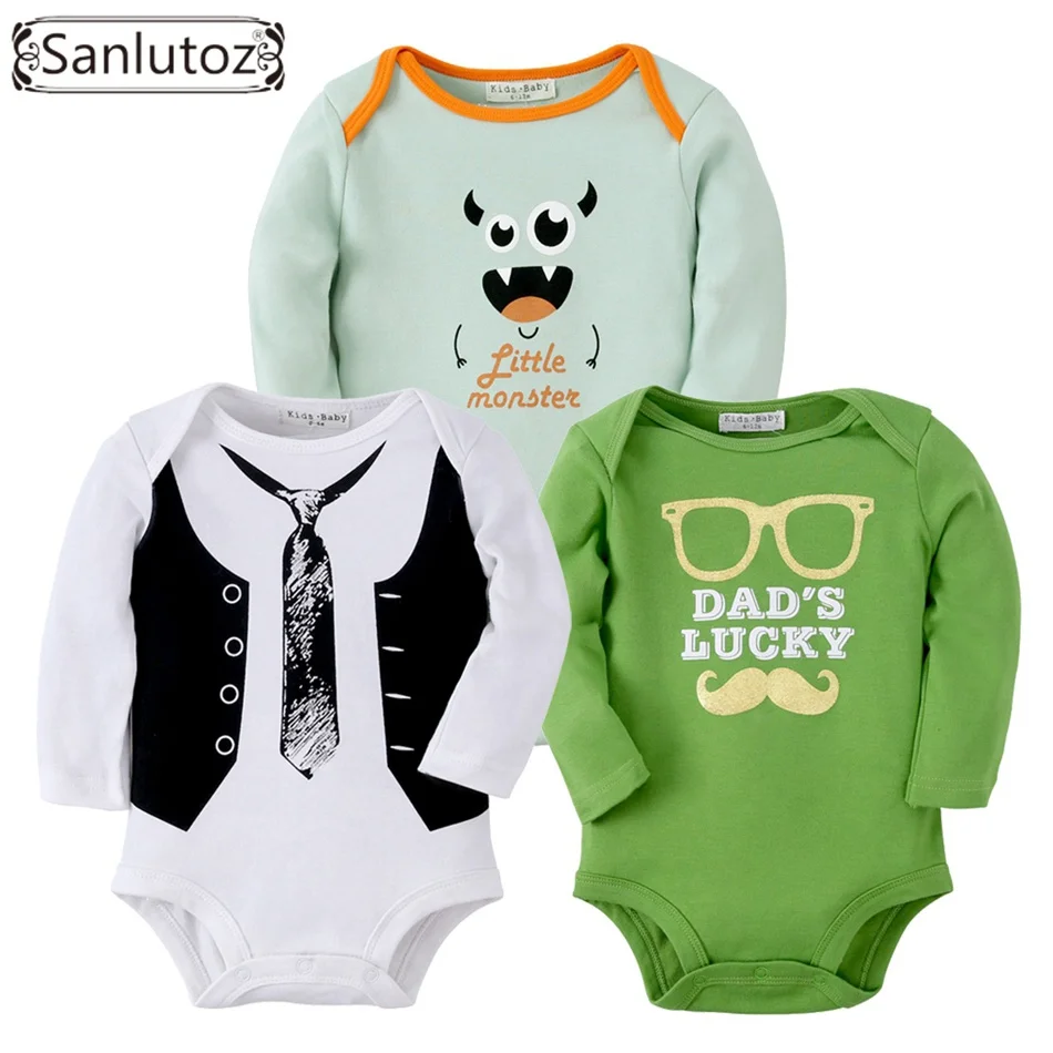 Sanlutoz/Детские Боди для мальчиков и девочек; комплект одежды для малышей; комбинезоны для новорожденных; одежда для малышей; хлопковый комбинезон с героями мультфильмов; комплект из 3 предметов - Цвет: R03R12R08