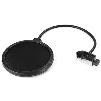 

Microphone Pop Filter Dual Mesh Screen Windscreen Studio Environment Device for Essential Record with Flexible Gooseneck Holder