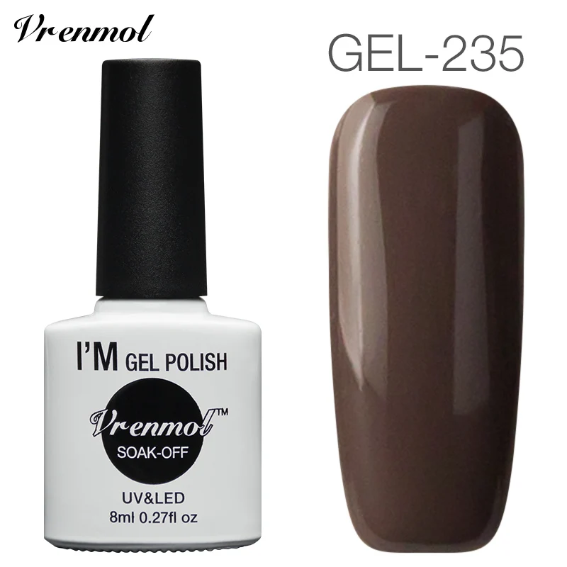 Vrenmol 1 шт. коричневый серии UV Гель-лак Кофе шоколад Гели для ногтей Soak Off длительный Лаки для ногтей+ Основа для ногтей DIY Дизайн ногтей - Цвет: 235