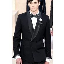 mens black tuxedo double breasted groom tuxedo for wedding dress custom made suit 2017 formal wear
