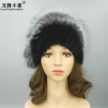 Зимняя женская шапка из натурального меха норки, натуральный Лисий мех, большой помпон, дизайнерская модная теплая шапка в полоску, женская шапка из настоящего меха, вязаная норковая шапка