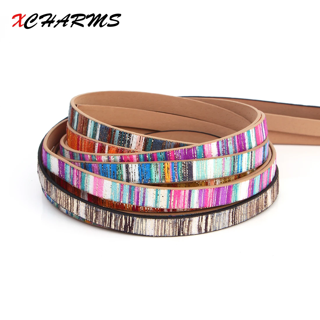 

XCHARMS 10MM/leather cord rope/Rainbow 2/accessories parts/jewelry findings/hand made/jewelry making/bracelet material