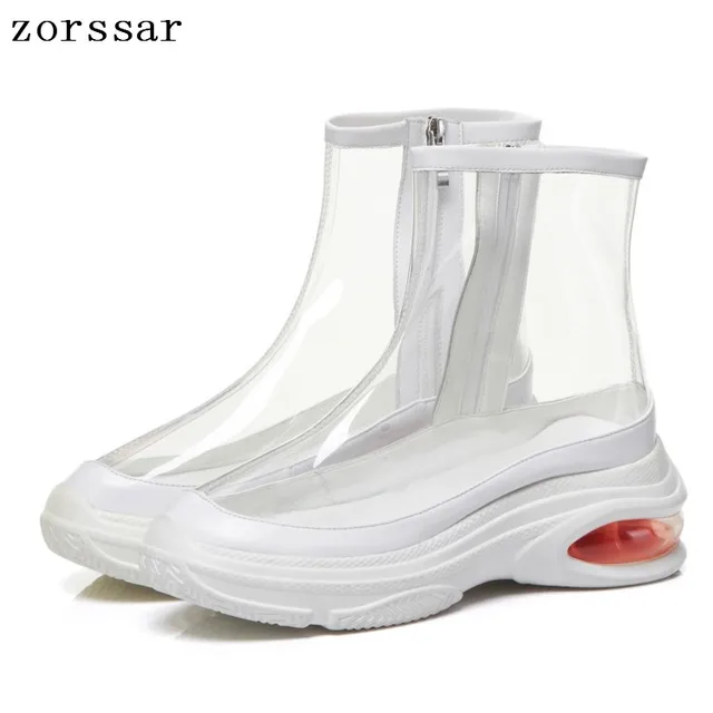 Special Offers {Zorssar} 2018 PVC Ankle Rain Boots Shoes Fashion Women socks boots Water Shoes Woman short Rainboots Platform booties