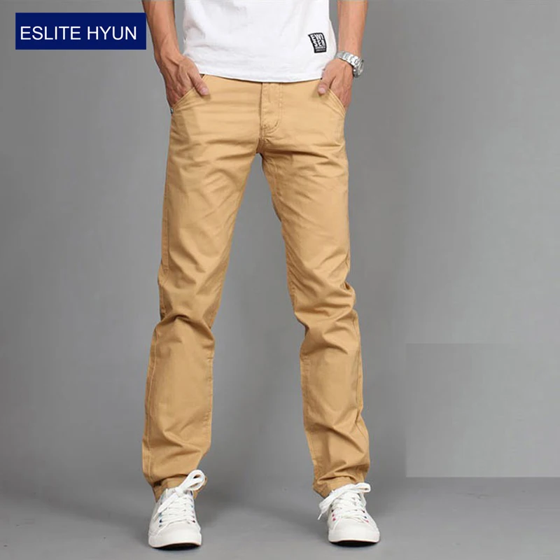 

2018 Male Pant Brand Spring Summer Autumn Fashion Business Solid Slim Straight Men Casual Pants thin 100% Cotton Man Trousers