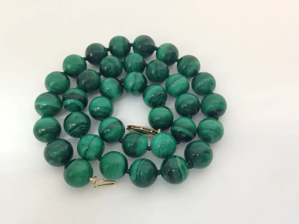 

AAA 10MM Malachite Stone Beaded Necklace ! 18