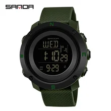 Цифровые часы, мужские модные спортивные часы, SANDA, Топ бренд, военные часы, 50 м, водонепроницаемые, для плавания, спортивные, для улицы, наручные часы