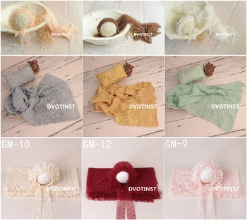 

Dvotinst Newborn Baby Photography Props Soft Lace Wrap+Bonnet Background Blanket Fotografia AccessoriesStudio Shoot Photo Props