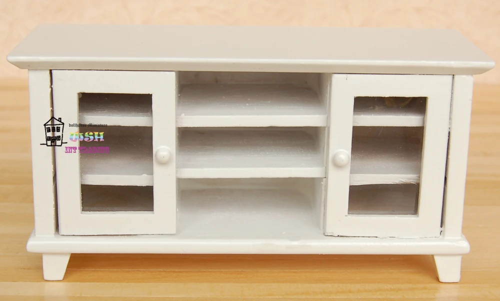 

Doll house miniature 1:12 Dolls Furniture White TV Cabinet living room Free shipping