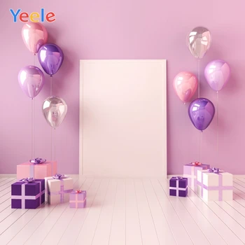 

Yeele Pink Balloons Baby Birthday Backgrounds Party Gift Gray Wooden Floor Child Portrait Photography Backdrops Photocall Photo