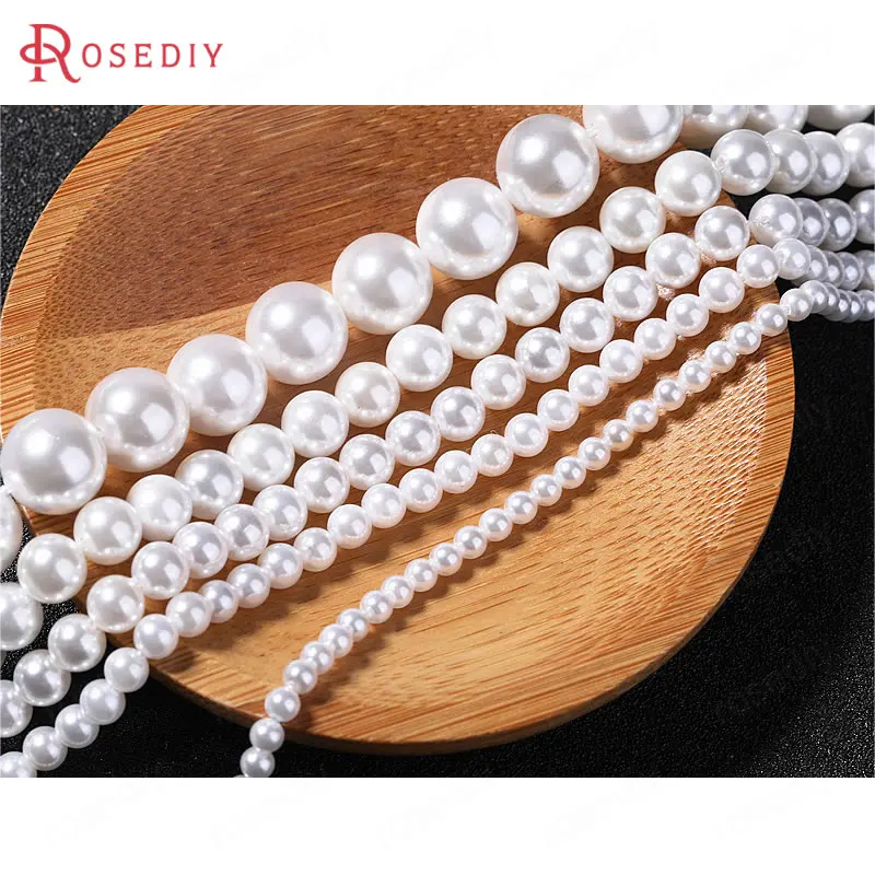 

3/4/5/6/8/10/12/14MM White Natural Shell Glossy Round Ball Beads Earrings Beads Diy Jewelry Findings Accessories