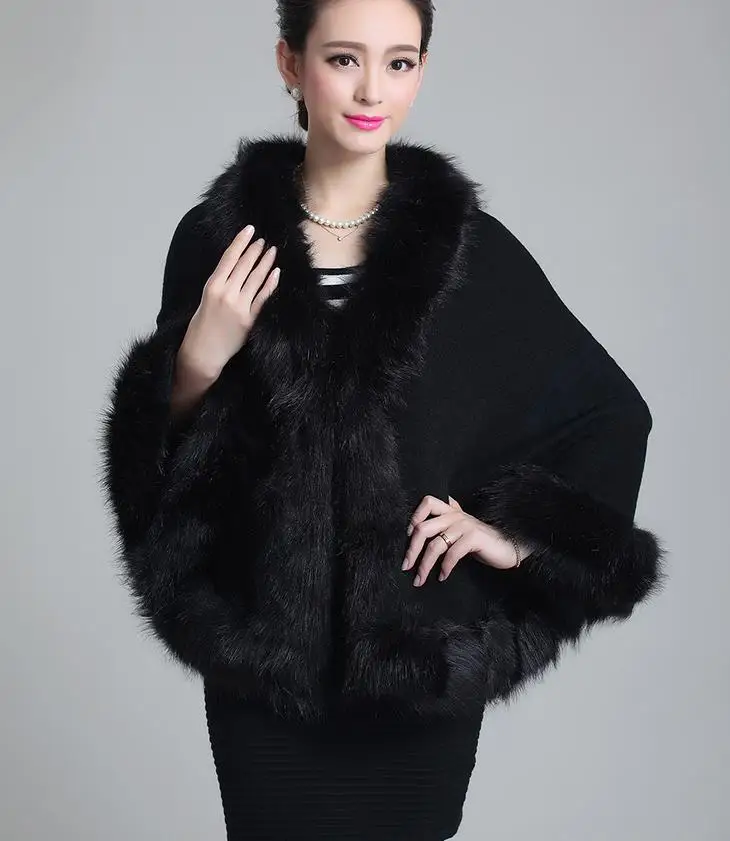

Shawl The new shawl Leather grass coat large size women fake fox fur collar coat cashmere cape 1029