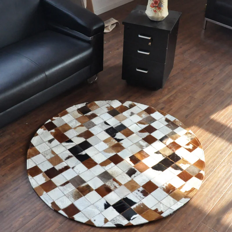 

Fashionable art carpet 100% natural genuine cowhide leather wall hanging carpet