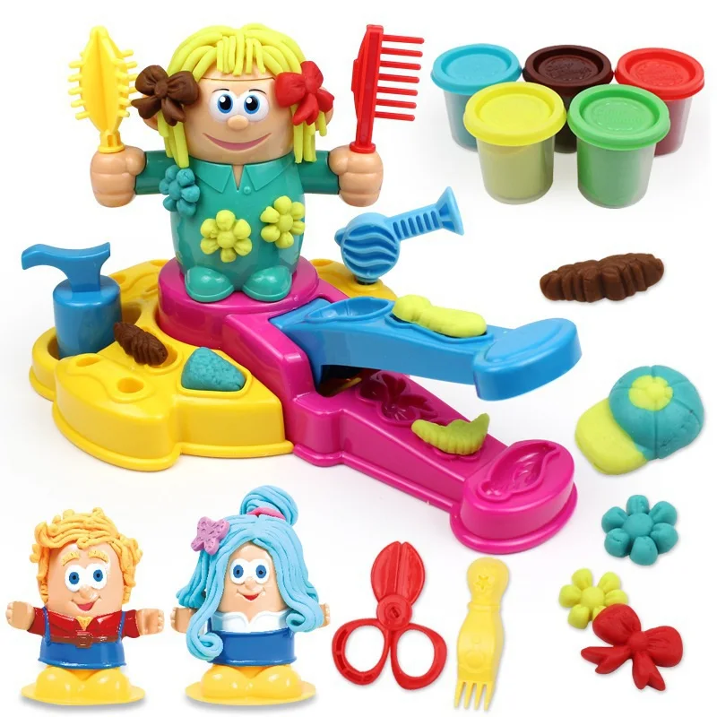 Kids Handmade Hairstylist Toys DIY Play Dough Model Hair Grow Design Cut Comb Creative Gift Toy