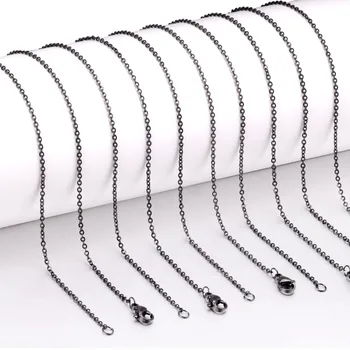 

LUXUKISSKIDS Wholesale 10pcs/lot Stainless Steel Bulk Chains Necklace Rose Gold/Black 2MM Link Chains Necklaces High quality