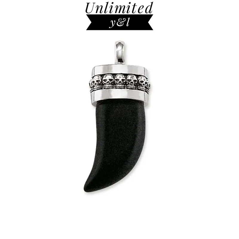 

Skull Black Tiger's Tooth Pendants Fashion DIY Jewelry Thomas Style Silver Skeleton Necklace Accessories for Women Men Gifts