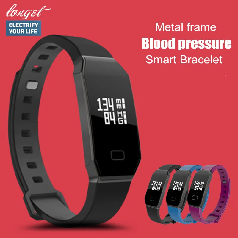 

Longet Blood pressure Smart Bracelet Metal shell Heart Rate Monitor Fitness Tracker Smart band Smart Wristband waterproof watch