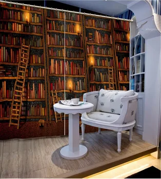 

3D Curtain Custom Any Size Blackout Shade Window Curtains Oil Painting Bookshelf Bed Room Living Room Office Hotel Cortinas