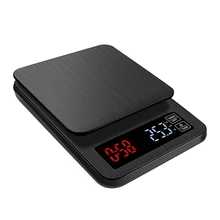 Balance à café électronique LCD 5kg x 0.1g, grande Balance de cuisson numérique noire, USB, minuteur de poids 3kg 5000g 0.1g