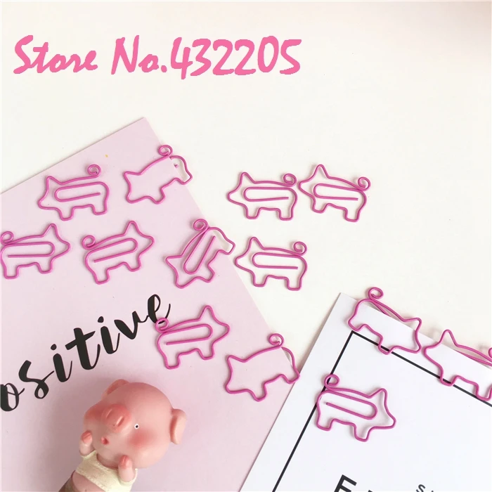 

Cartoon 10 Pcs/lot Pink Pig Bookmark Planner Paper Clip Material Memo Clip for book Stationery School Party Supplies Favor Gift