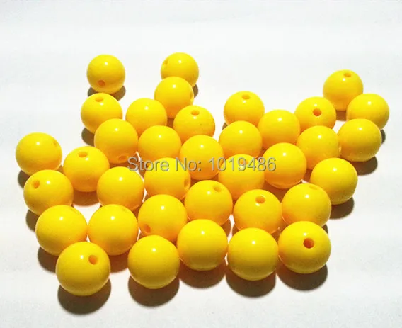 

(choose size) 6mm/8mm/10mm/12mm/14mm/16mm/18mm/25mm yellow color Gumball Bubblegum Acrylic Solid Beads for Necklace Jewelry