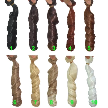 

Free Shipping wholesales Extension Hair 15*100cm Natural Color Curly Wigs for BJD Doll
